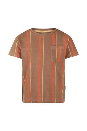 gestreept T-shirt bruin