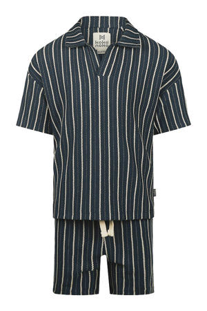overhemd + korte broek donkerblauw