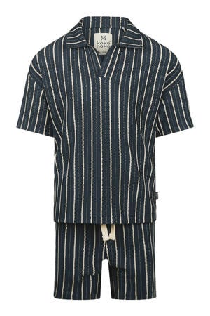 overhemd + korte broek donkerblauw