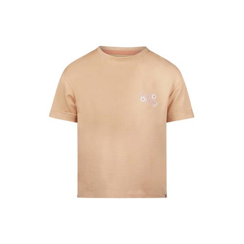 Koko Noko T-shirt beige Meisjes Stretchkatoen Ronde hals Logo - maat 134 afbeelding
