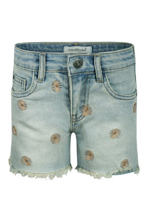 regular waist short light blue denim