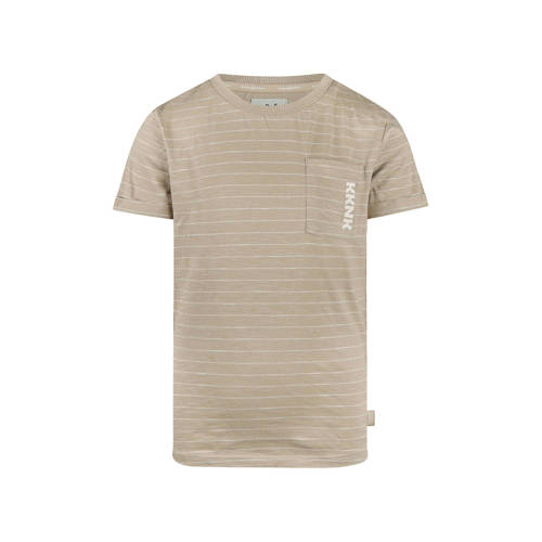 Koko Noko gestreepte T-shirt beige Jongens Katoen Ronde hals Streep - maat 104 afbeelding