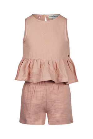 mouwloze top + korte broek roze