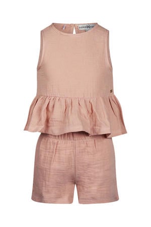 mouwloze top + korte broek roze