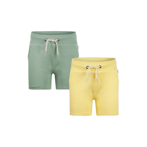 Koko Noko sweatshort - set van 2 groen/geel Korte broek Jongens Stretchkatoen - maat 74 afbeelding