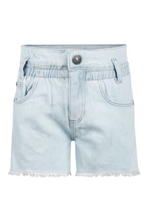 regular waist short light blue denim