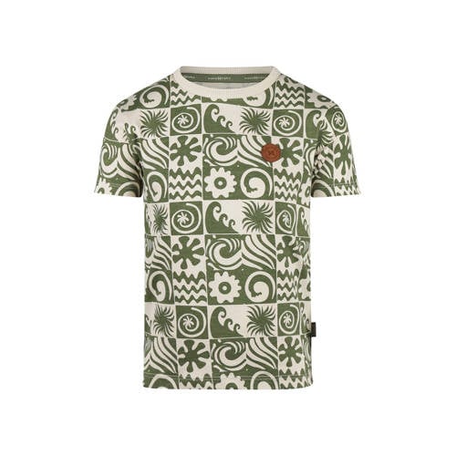 Koko Noko T-shirt olijfgroen Jongens Stretchkatoen Ronde hals All over print - maat 74 afbeelding