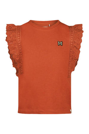 T-shirt donker oranje broderie