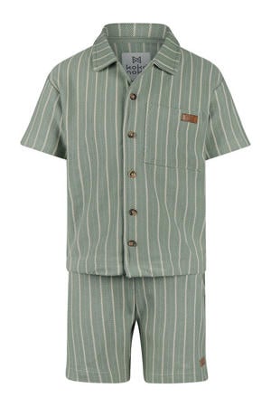 overhemd + korte broek met streepdessin groen