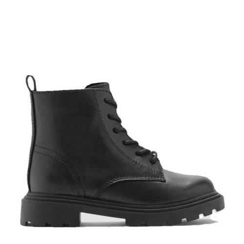 Mango Kids leren veterboots zwart Meisjes Imitatieleer Effen