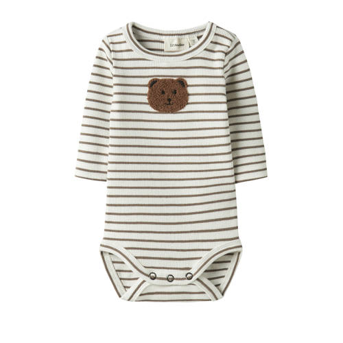 LIL' ATELIER BABY romper beige/bruin Jongens Stretchkatoen Ronde hals - maat 86 afbeelding