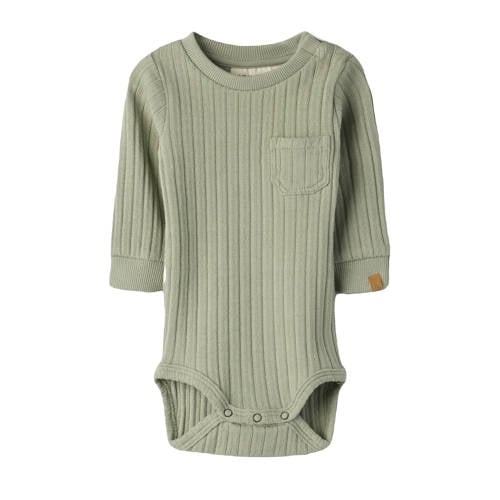 LIL' ATELIER BABY romper groen Jongens Stretchkatoen Ronde hals Effen - maat 74 afbeelding