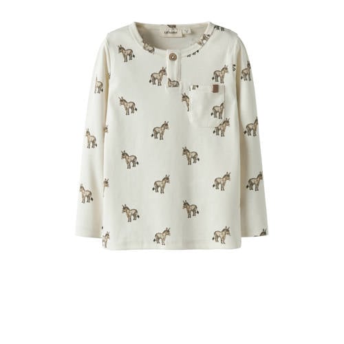 LIL' ATELIER MINI longsleeve beige Jongens Stretchkatoen Klassieke kraag - maat 98 afbeelding