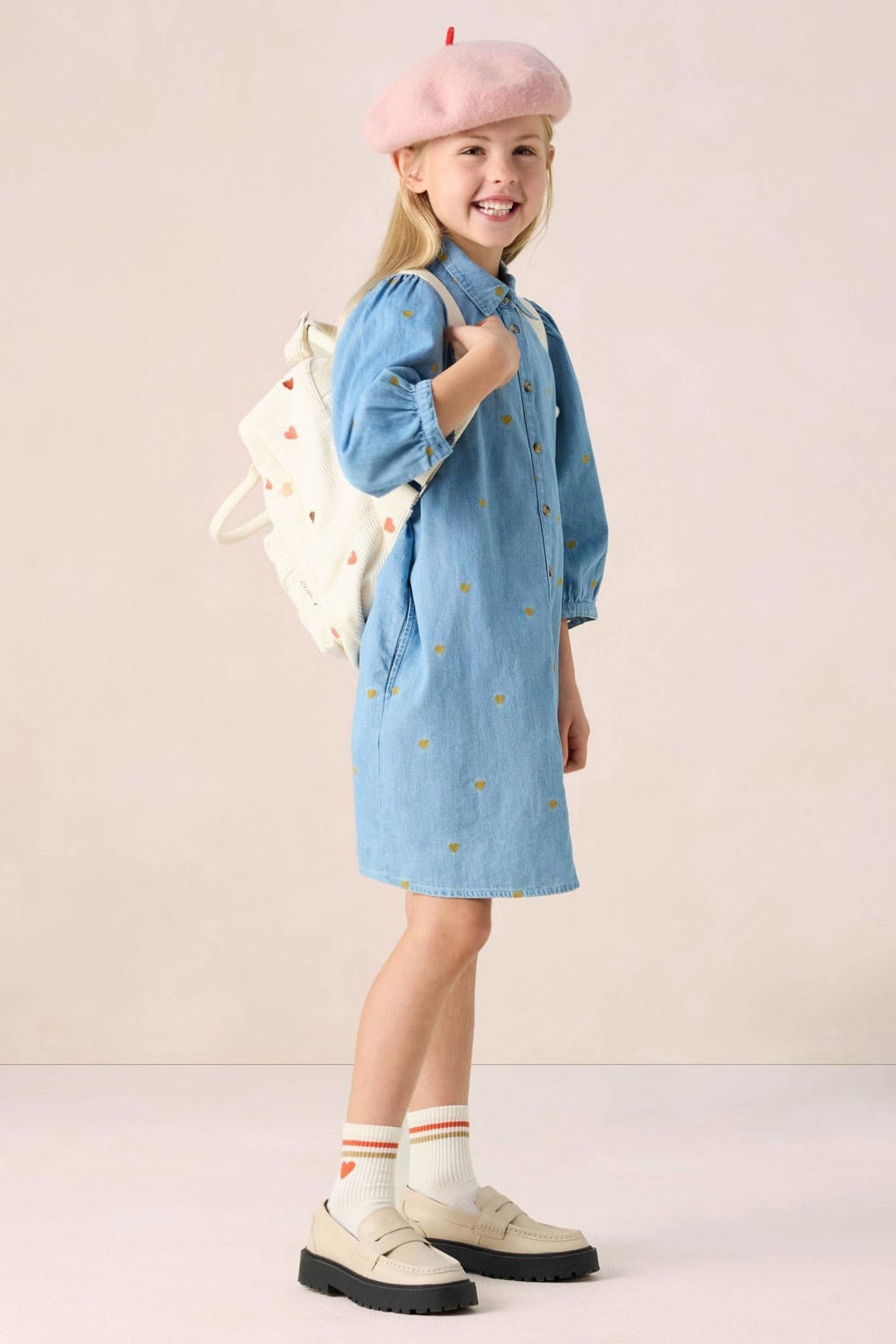 Sissy-Boy denim blousejurk met hartjes light blue denim