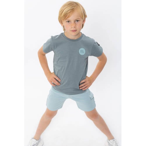 No Way Monday T-shirt met backprint grijsblauw Jongens Katoen Ronde hals - maat 152 afbeelding