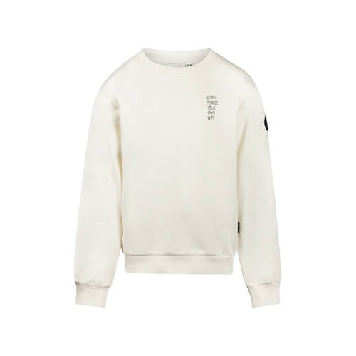 No Way Monday sweater met backprint ecru Jongens Katoen Ronde hals Backprint - maat 134 afbeelding