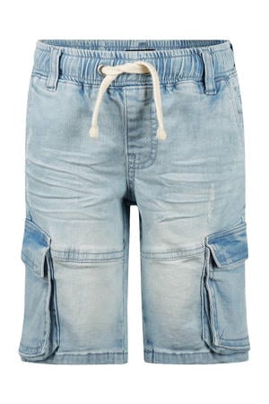 regular waist short light blue denim
