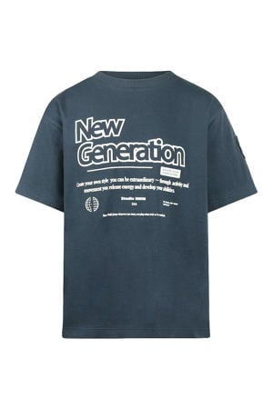 T-shirt met backprint donkerblauw