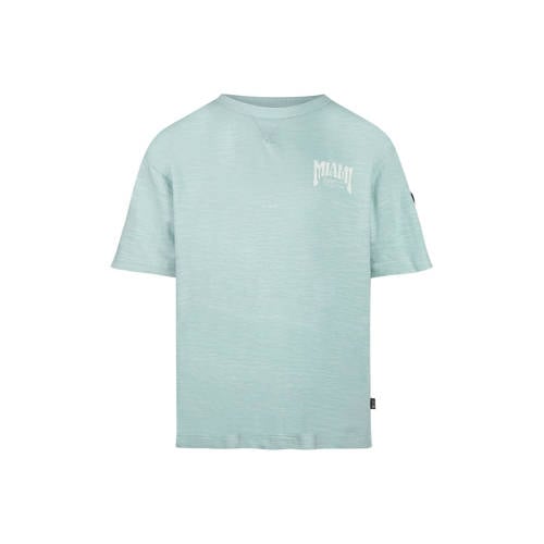 No Way Monday T-shirt met backprint lichtblauw Jongens Katoen Ronde hals - maat 164 afbeelding