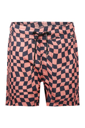zwemshort geruit zalm/zwart