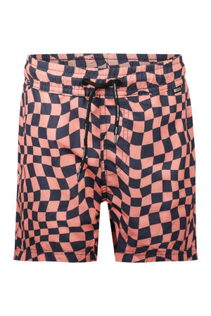 zwemshort geruit zalm/zwart