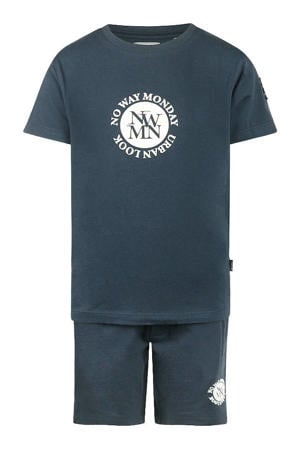 T-shirt + sweatshort donkerblauw