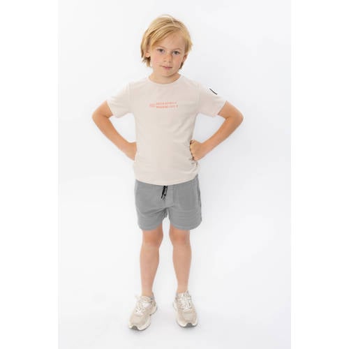 No Way Monday T-shirt met backprint beige Jongens Stretchkatoen Ronde hals - maat 164 afbeelding