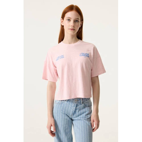 Garcia T-shirt met backprint lichtroze Meisjes Katoen Ronde hals Backprint - maat 176 afbeelding