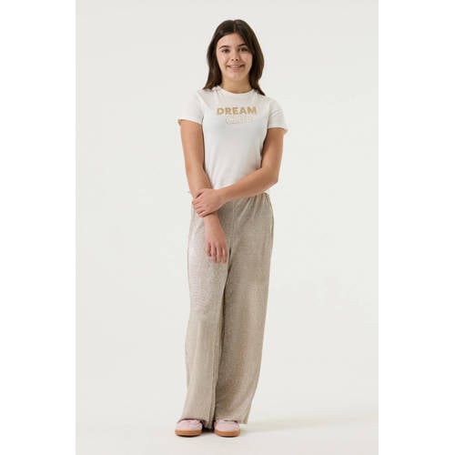 Garcia straight casual broek beige Meisjes Polyester Effen - maat 170 - glitter afbeelding
