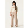 Garcia straight casual broek met krijtstreep beige