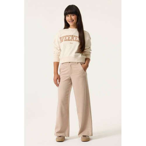 Garcia straight casual broek met krijtstreep beige Meisjes Polyester Krijtstreep - maat 158 afbeelding