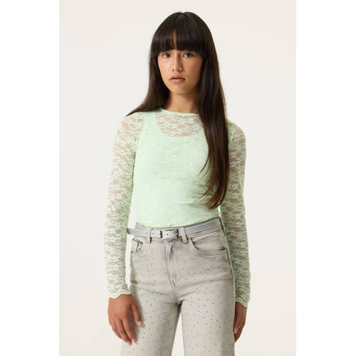 Garcia gebloemde longsleeve groen Meisjes Polyamide Ronde hals Bloemen - maat 140/146 afbeelding