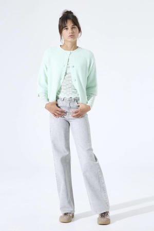 high waist straight leg jeans grey denim