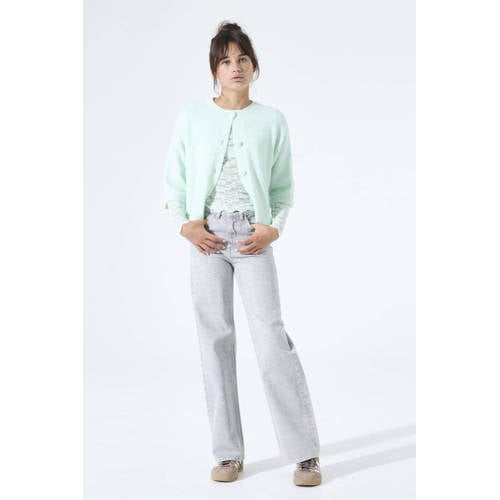 Garcia high waist straight leg jeans grey denim Grijs Effen - maat 152 afbeelding
