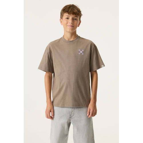 Garcia T-shirt met backprint lichtbruin Jongens Katoen Ronde hals Backprint - maat 140/146 afbeelding
