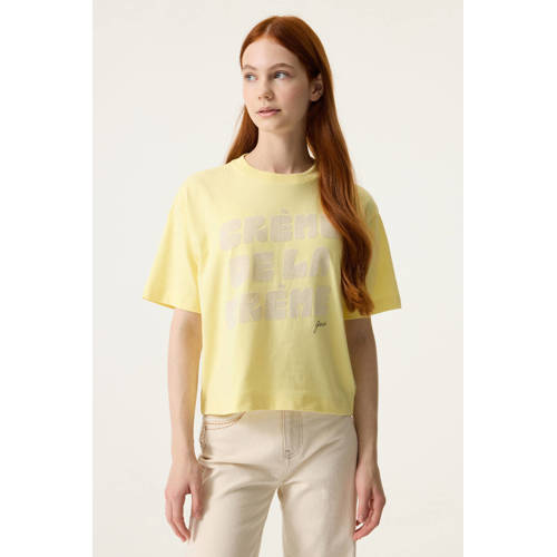 Garcia T-shirt geel Meisjes Katoen Ronde hals Tekst - maat 176 afbeelding