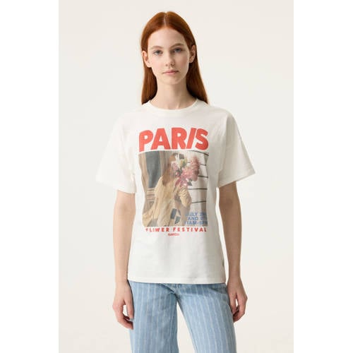 Garcia T-shirt ecru Meisjes Katoen Ronde hals Printopdruk - maat 152/158 afbeelding