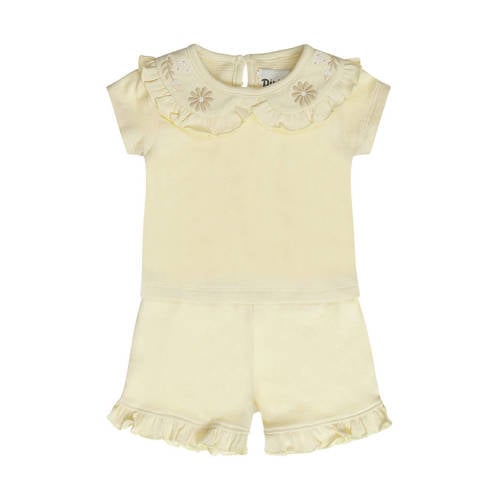 Dirkje T-shirt + korte broek beige Shirt + broek Meisjes Stretchkatoen Peter Pan-kraag - maat 92 afbeelding