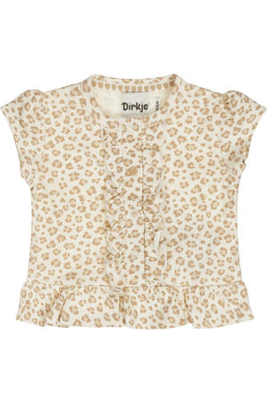 T-shirt met panterprint ecru rib gebreid