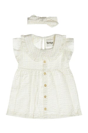 jurk + haarband beige/wit
