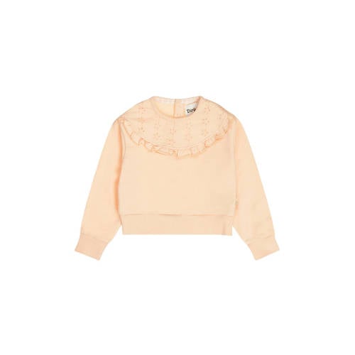 Dirkje sweater oranje broderie Meisjes Stretchkatoen Ronde hals Effen - maat 104 afbeelding