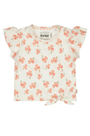 gebloemde T-shirt ecru