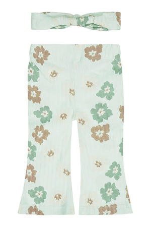 flared broek + haarband lichtgroen