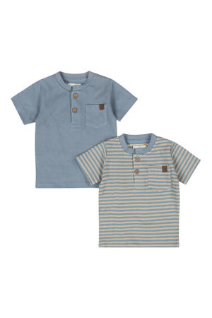 T-shirt - blauw/beige (set van 2)