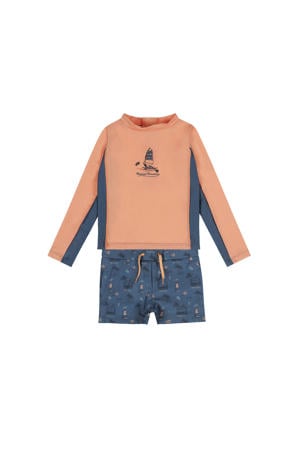 UV-shirt + zwemshort oranje/blauw