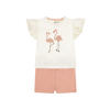 Dirkje T-shirt + korte broek ecru/roze
