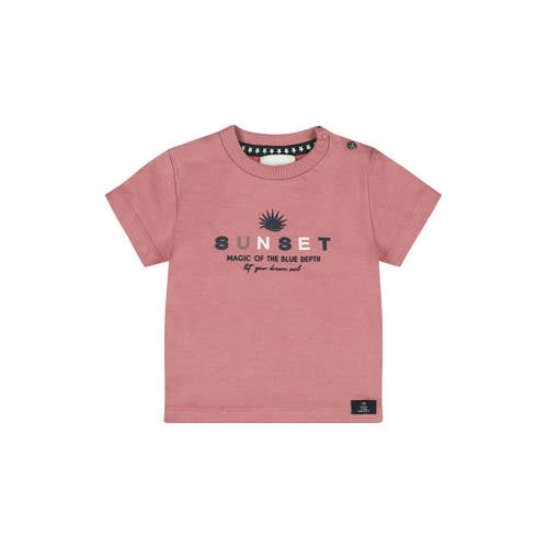 Dirkje T-shirt oudroze Jongens Stretchkatoen Ronde hals Printopdruk - maat 104 afbeelding