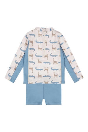 UV-shirt + zwemshort lichtblauw/ecru