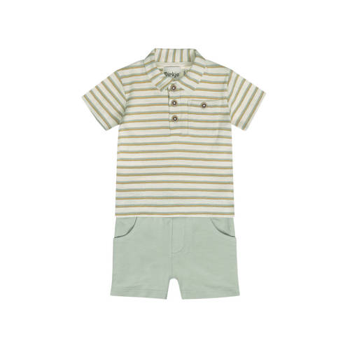 Dirkje polo + korte broek lichtgroen/beige Shirt + broek Jongens Stretchkatoen Polokraag - maat 86 afbeelding