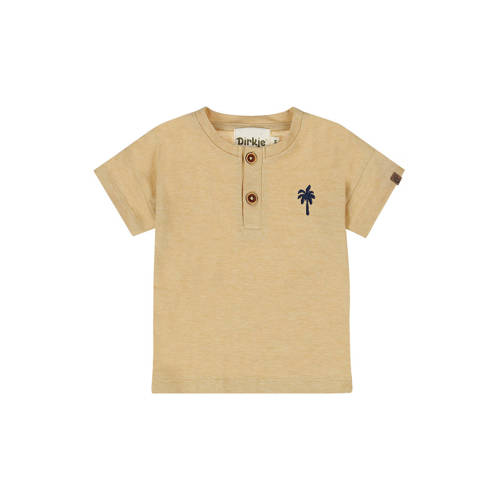 Dirkje T-shirt camel Bruin Jongens Stretchkatoen Henleykraag Effen - maat 116 afbeelding